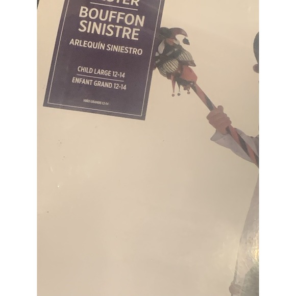 MENACING JESTER Halloween Costume 3 Piece Set Unisex Child Size L 12-14 - Picture 3 of 3